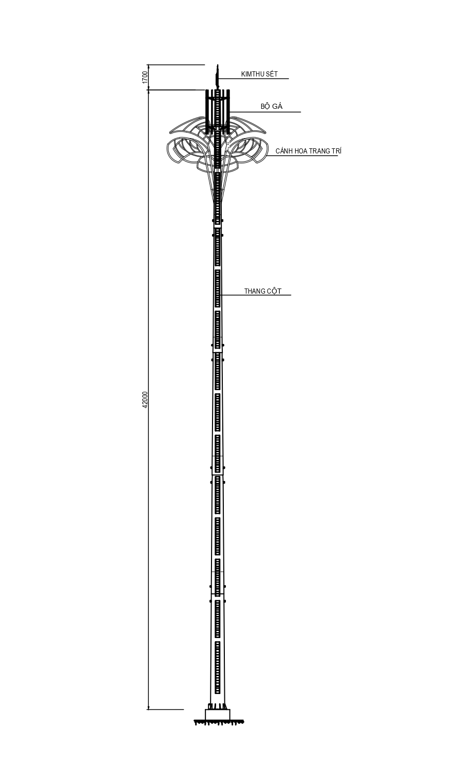 Cột anten monopole, cột viễn thông, cột sóng, cột cây dừa ngụy trang